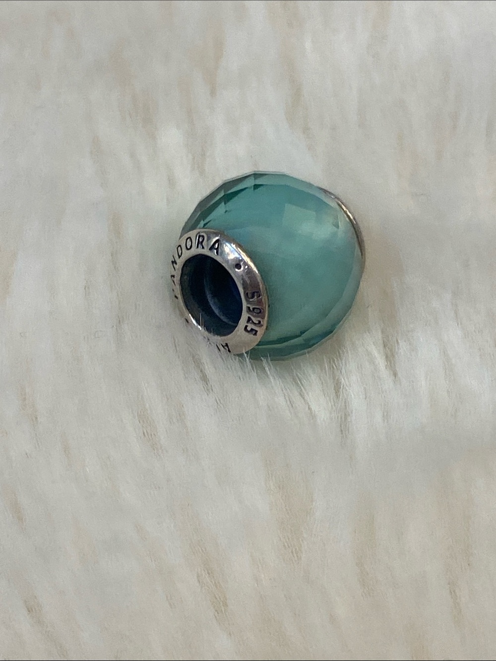 Pandora Faceted Seafoam Green Glass Charm Bead